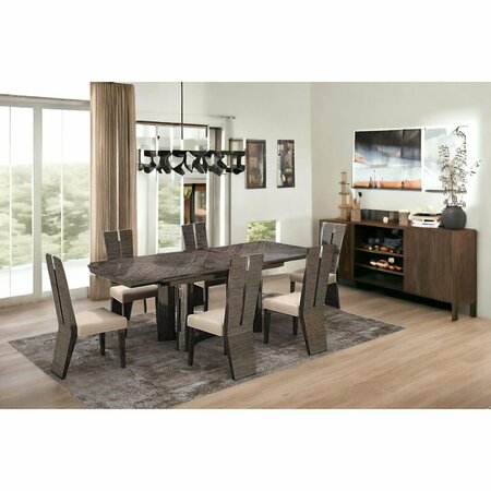 HOMEROOTS Gray Dining Table & 6 in. Chair Set 98.5 x 43.5 x 30 in. 366215